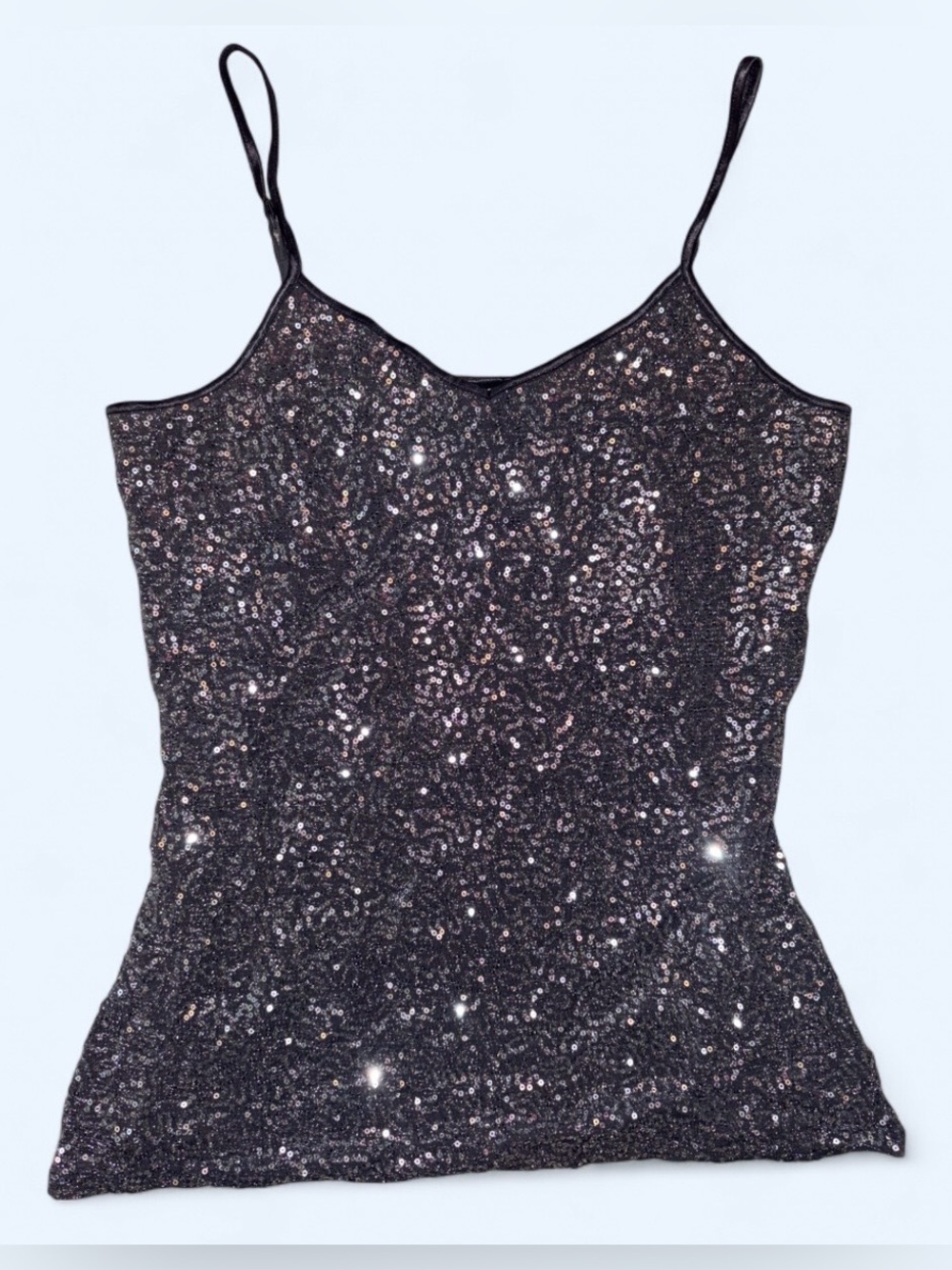 Express Silver Sequin Strappy Tank Top - Size M